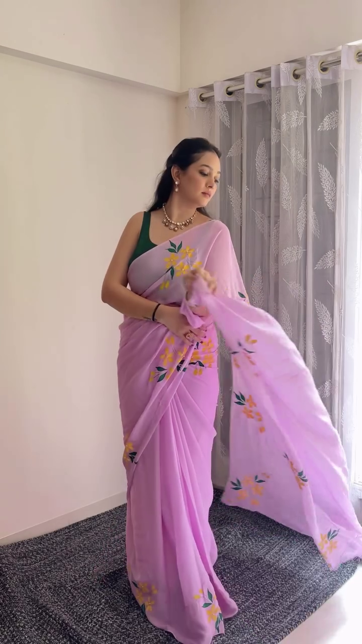 Lavender Floral Saree