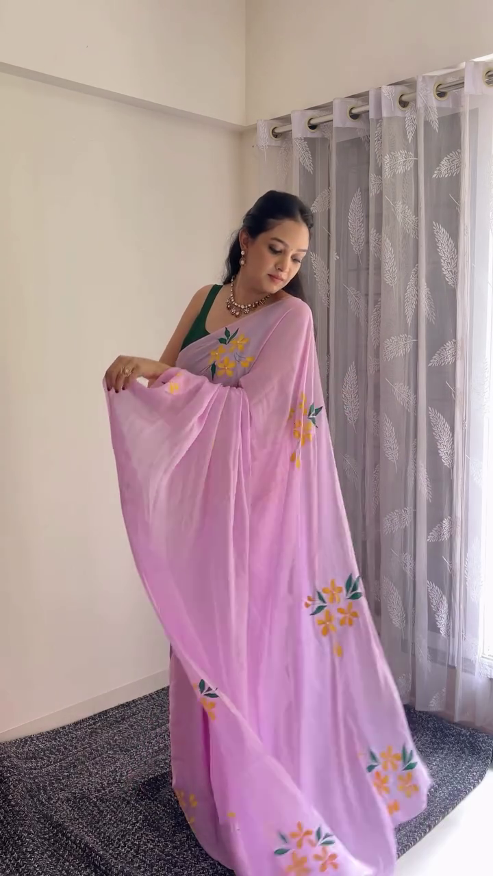 Lavender Floral Saree