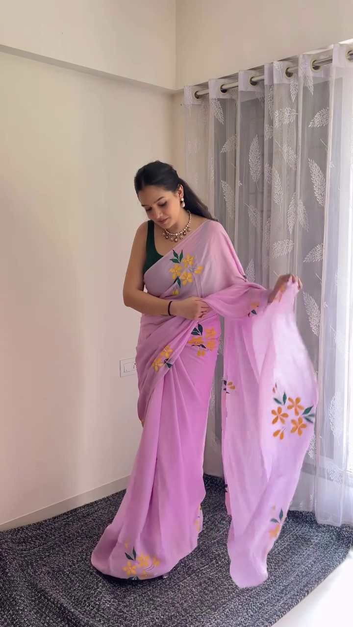 Lavender Floral Saree