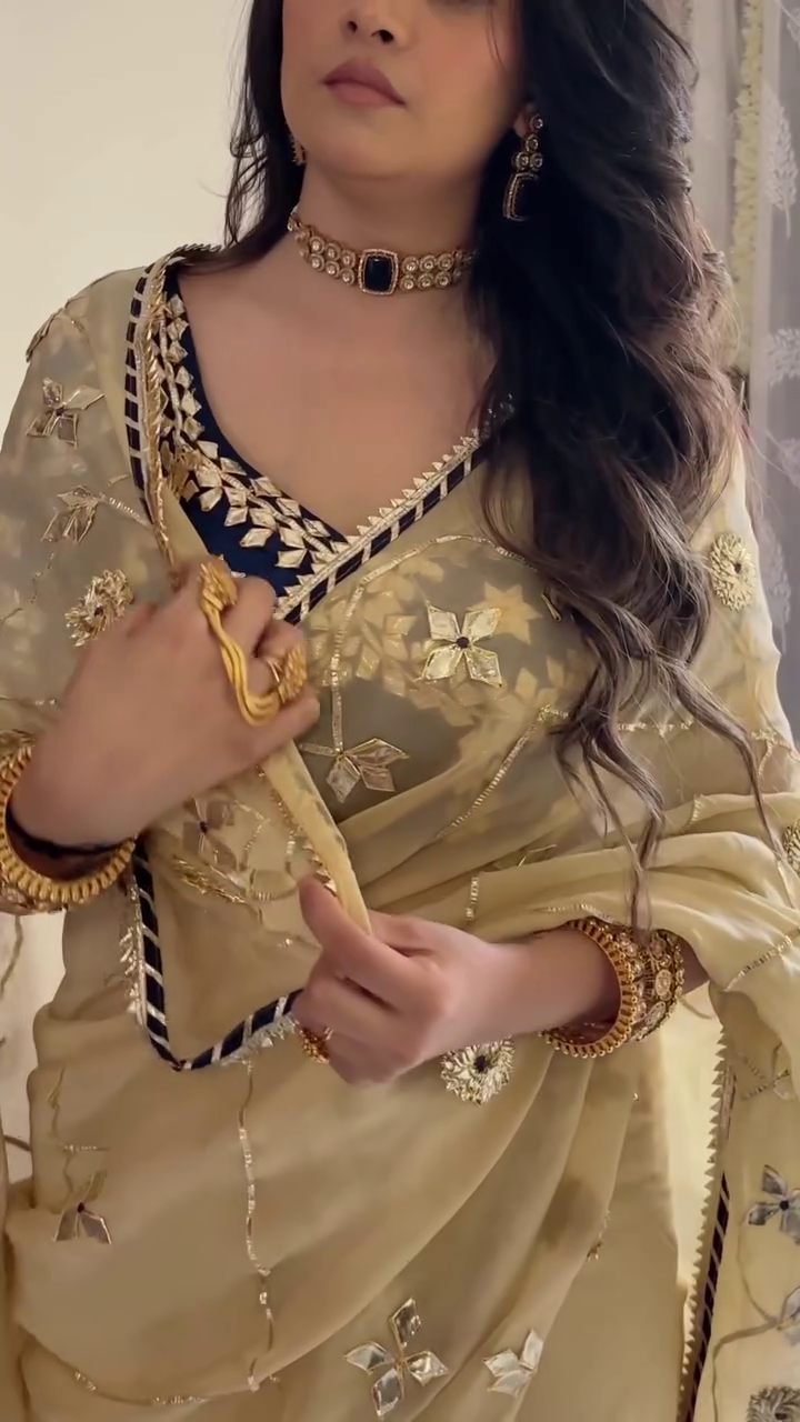 Golden Embroidered Saree