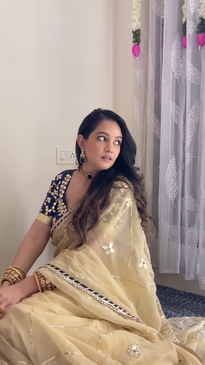 Golden Embroidered Saree