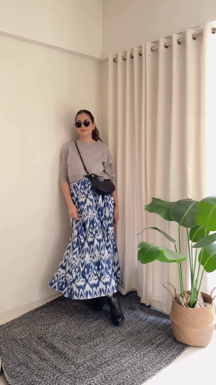 Monochrome Ikat Skirt Look