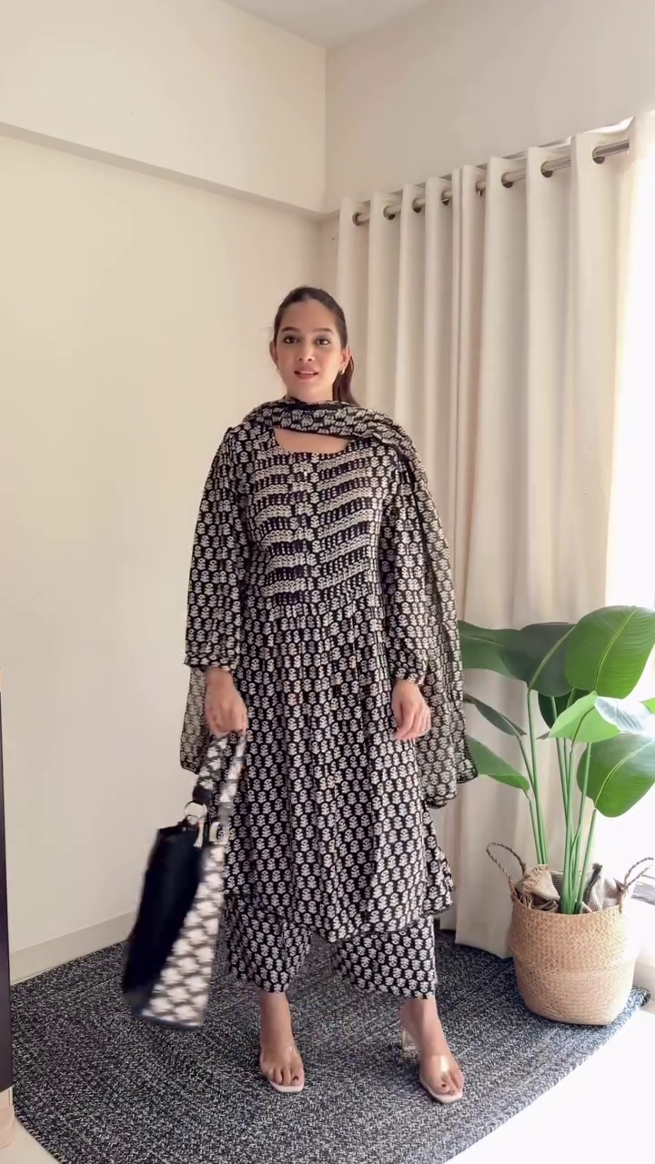 Classic Black Printed Suit