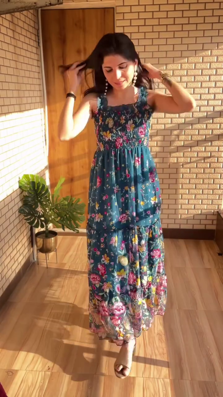Teal Floral Maxi Dress