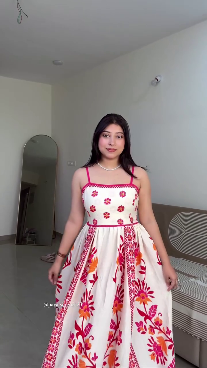 Ivory Floral Midi Dress