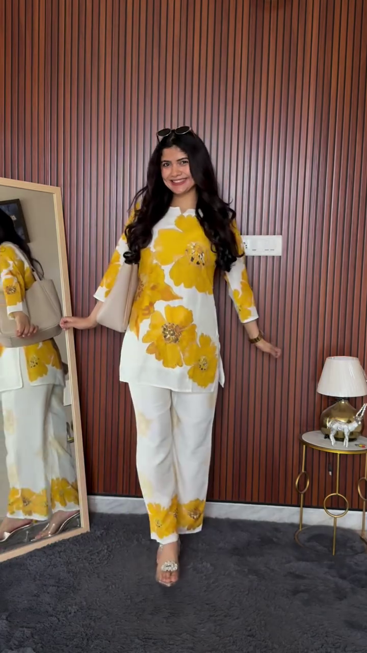 Green Shirt + Printed Palazzo →