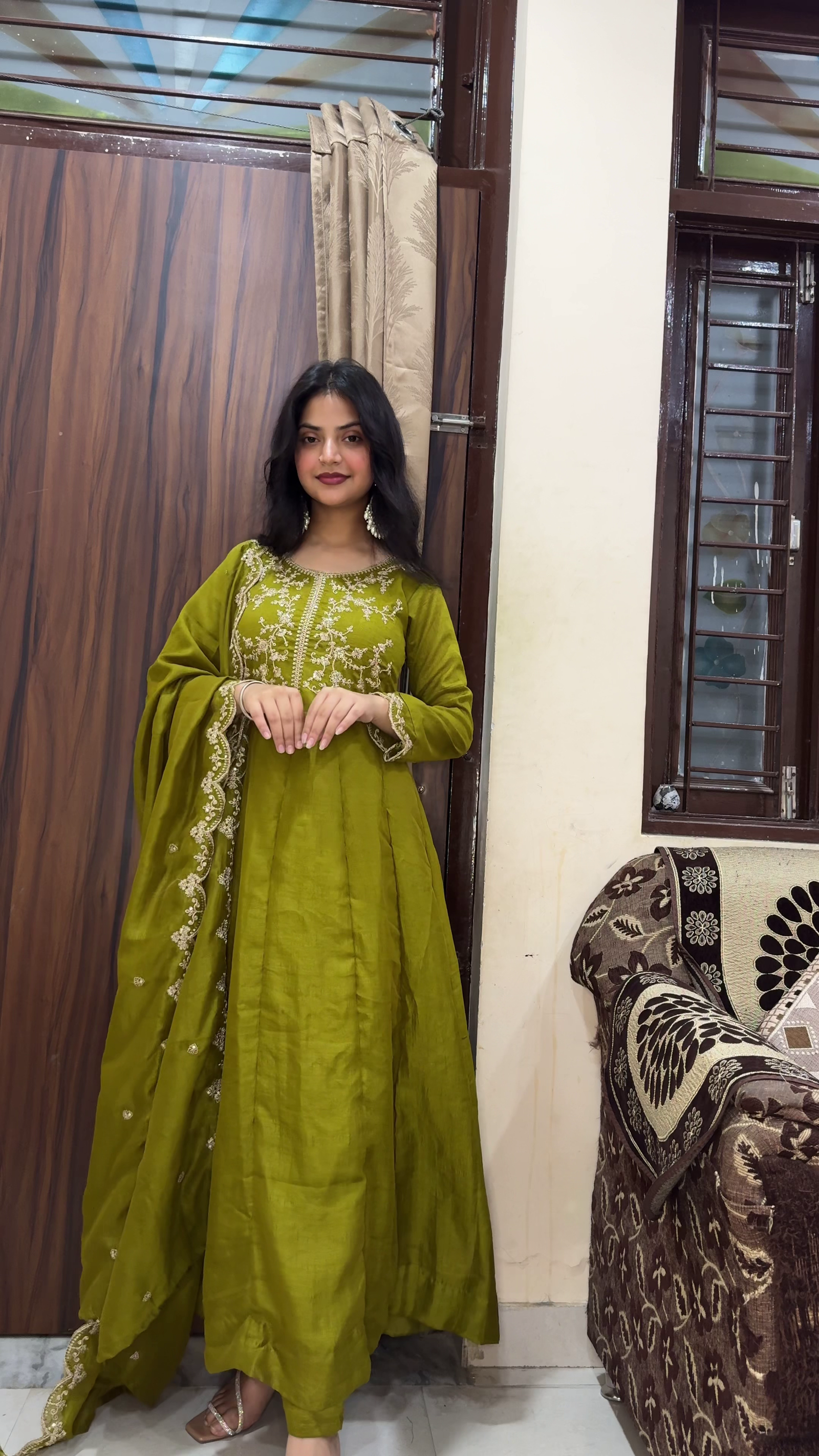 Green Ethnic Anarkali