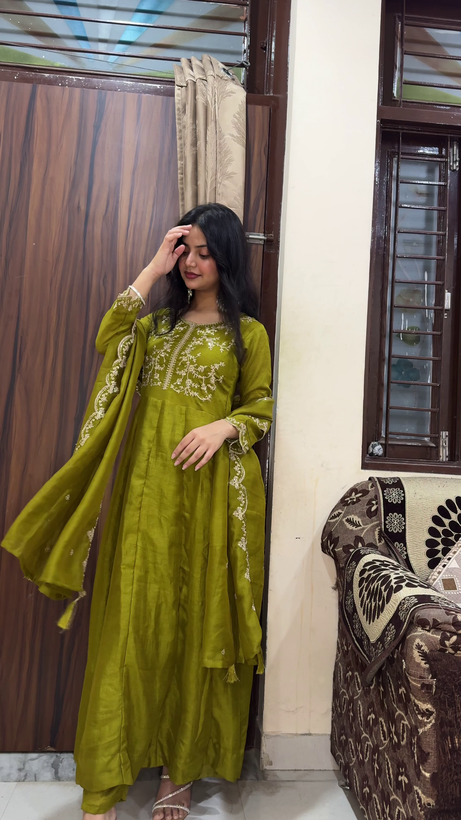 Green Ethnic Anarkali