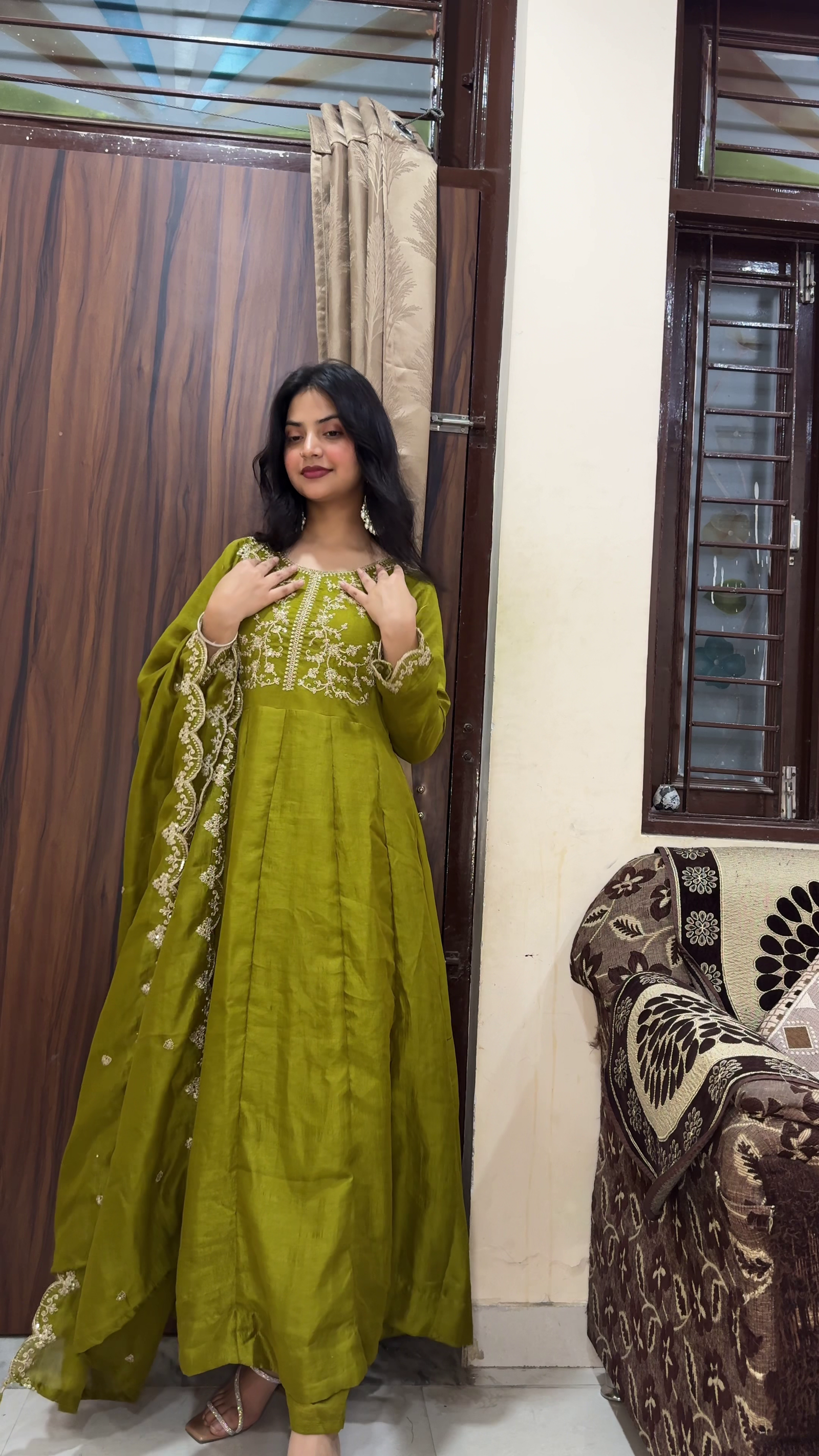 Green Ethnic Anarkali