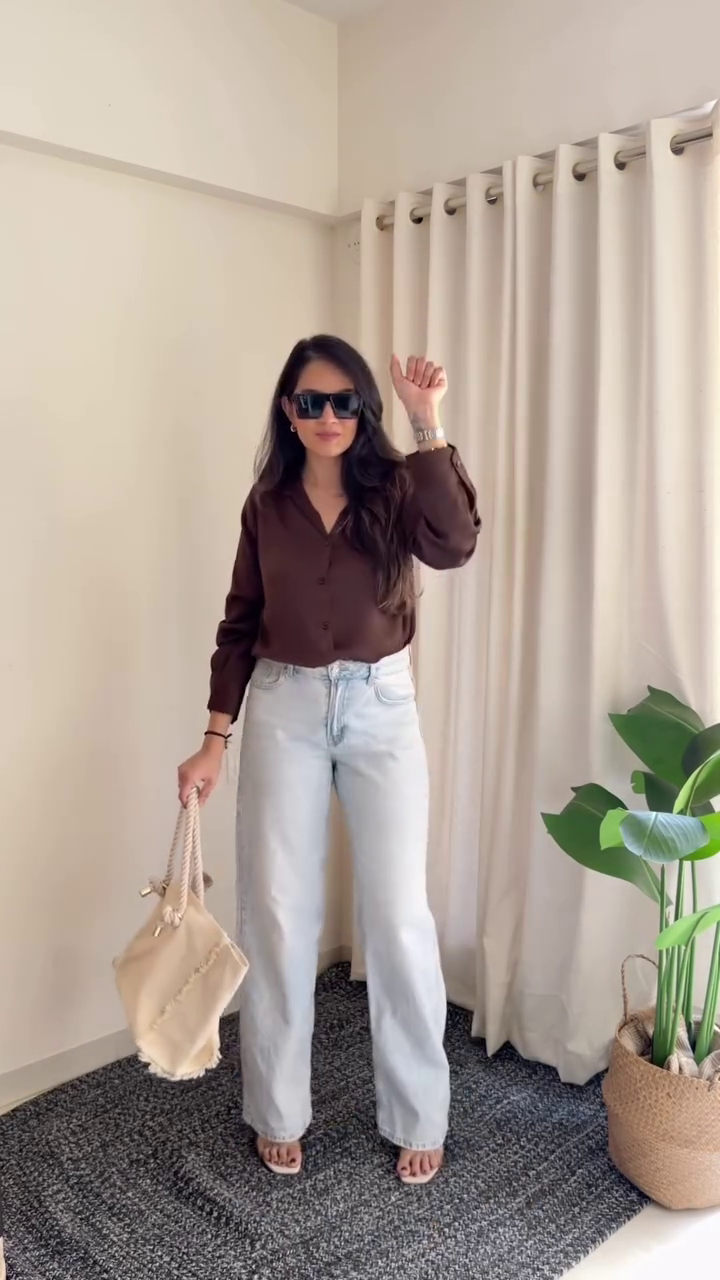 Black Stud Shirt + Wide Jeans