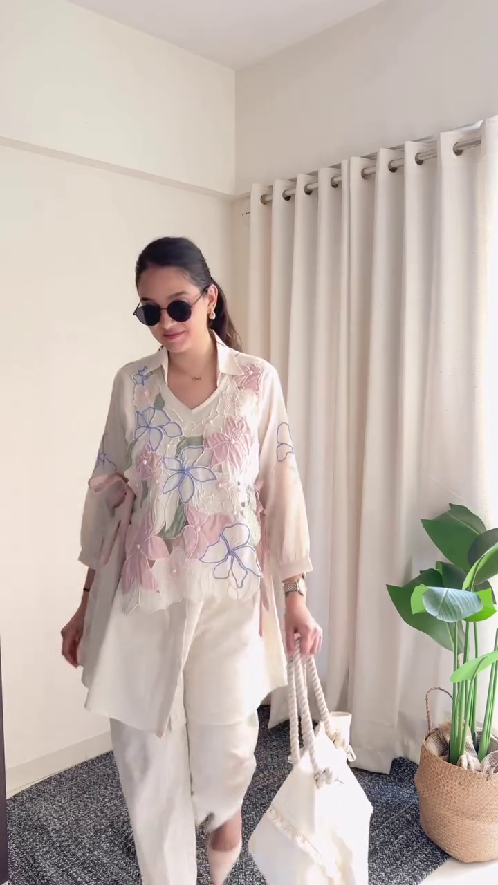 Pastel Floral Embroidered Kurta