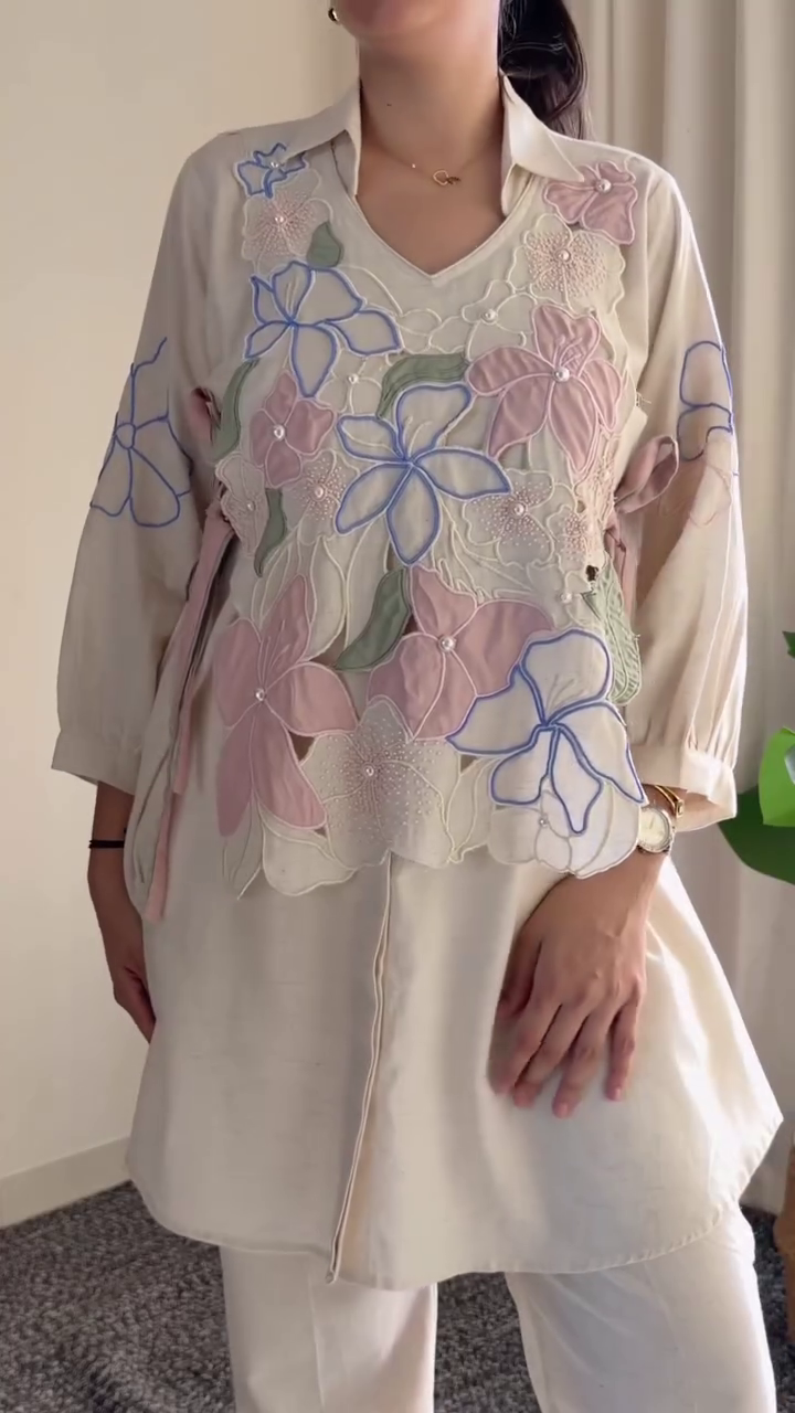 Pastel Floral Embroidered Kurta