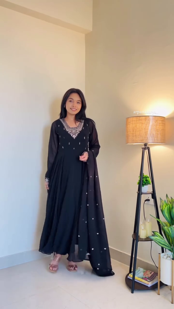 Navy Blue Flowing Anarkali