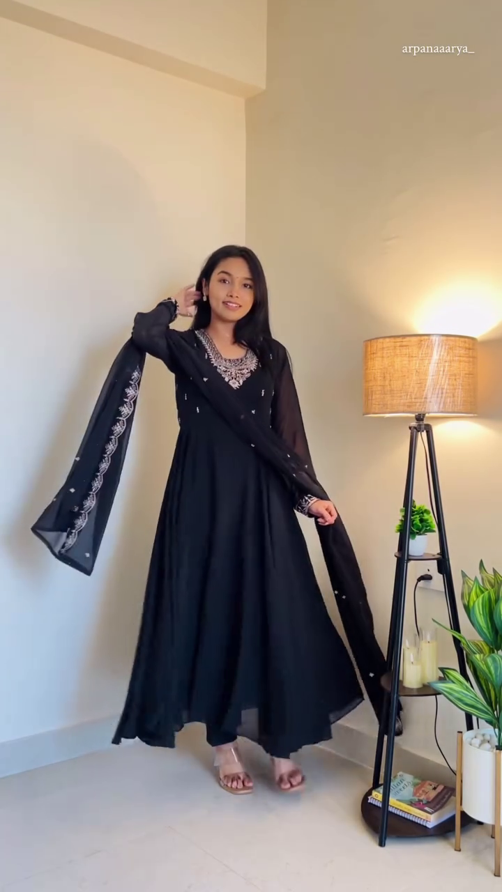 Navy Blue Flowing Anarkali