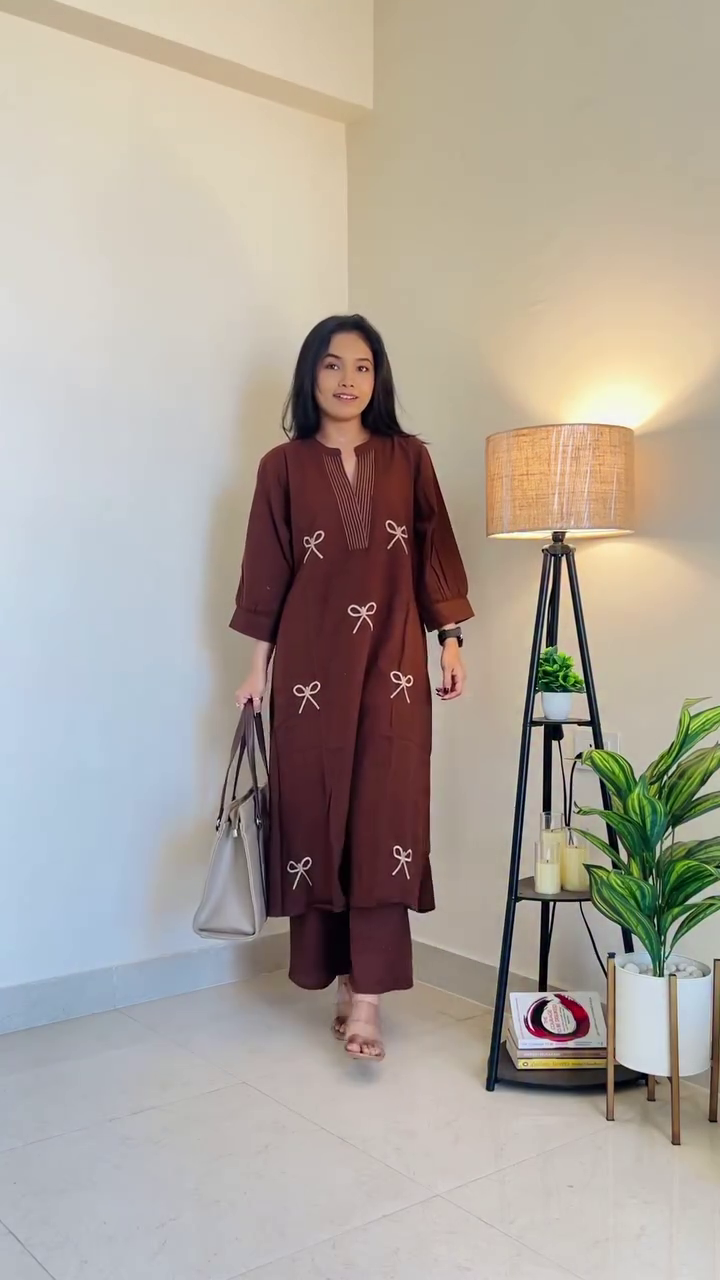 Brown Minimal Kurta Set