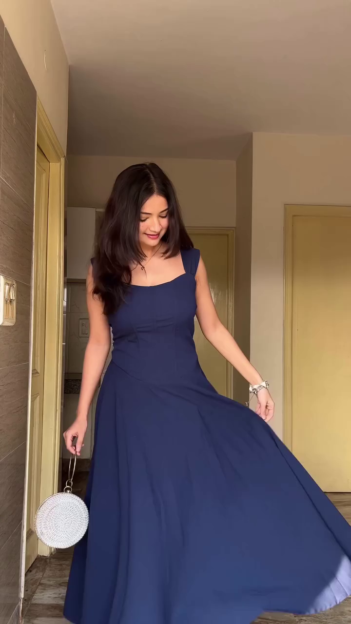 Navy Fit & Flare Dress