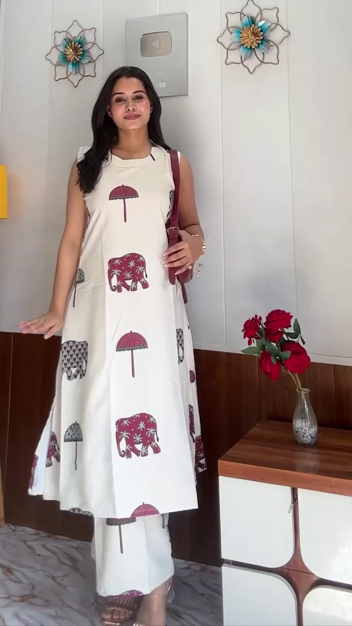 Rust Sleeveless Kurta Set