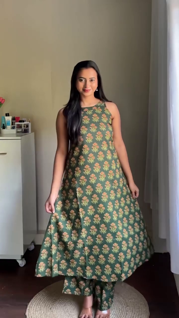 Pink Printed A-line Dress