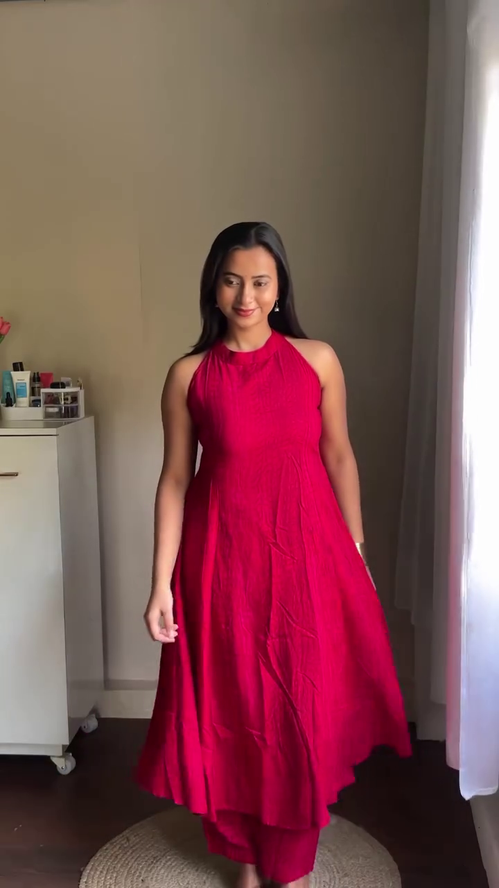 Pink Printed A-line Dress