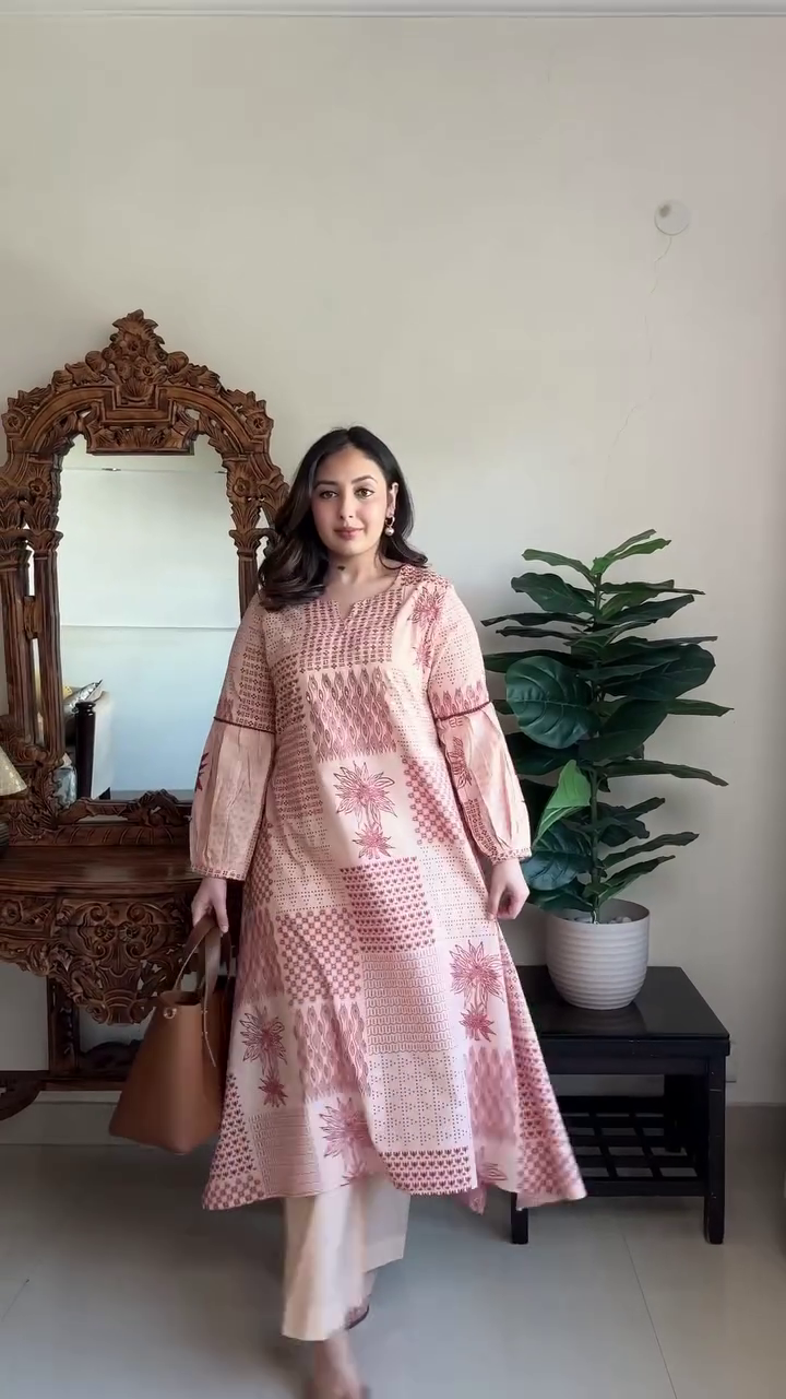 Sage Green Printed Kurta Set