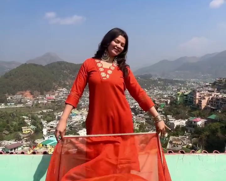 Scenic Orange Ethnic Suit