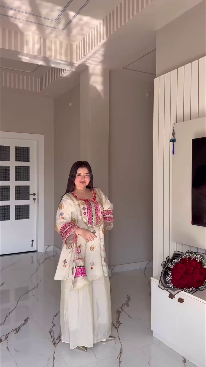 Festive Orange Embroidered Suit