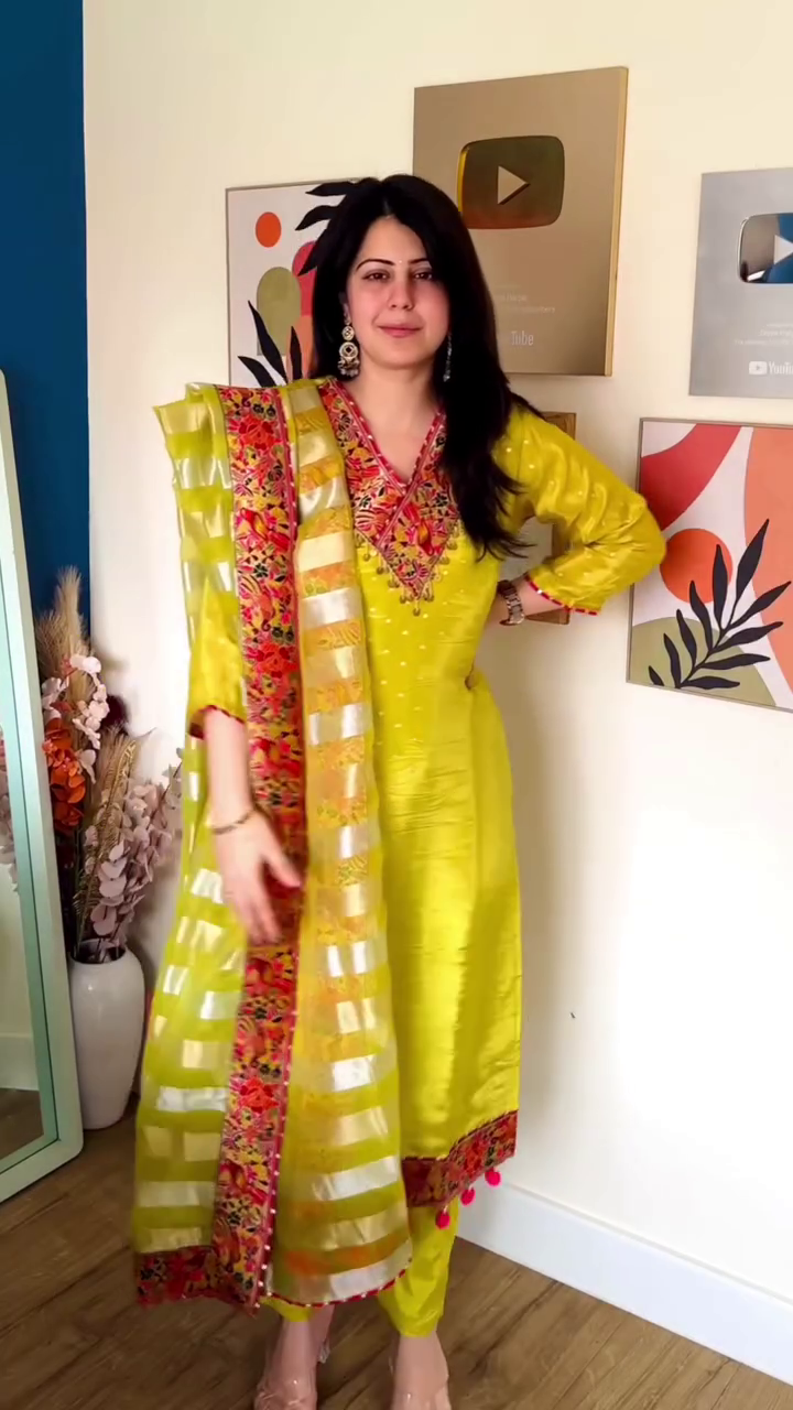 Festive Orange Embroidered Suit