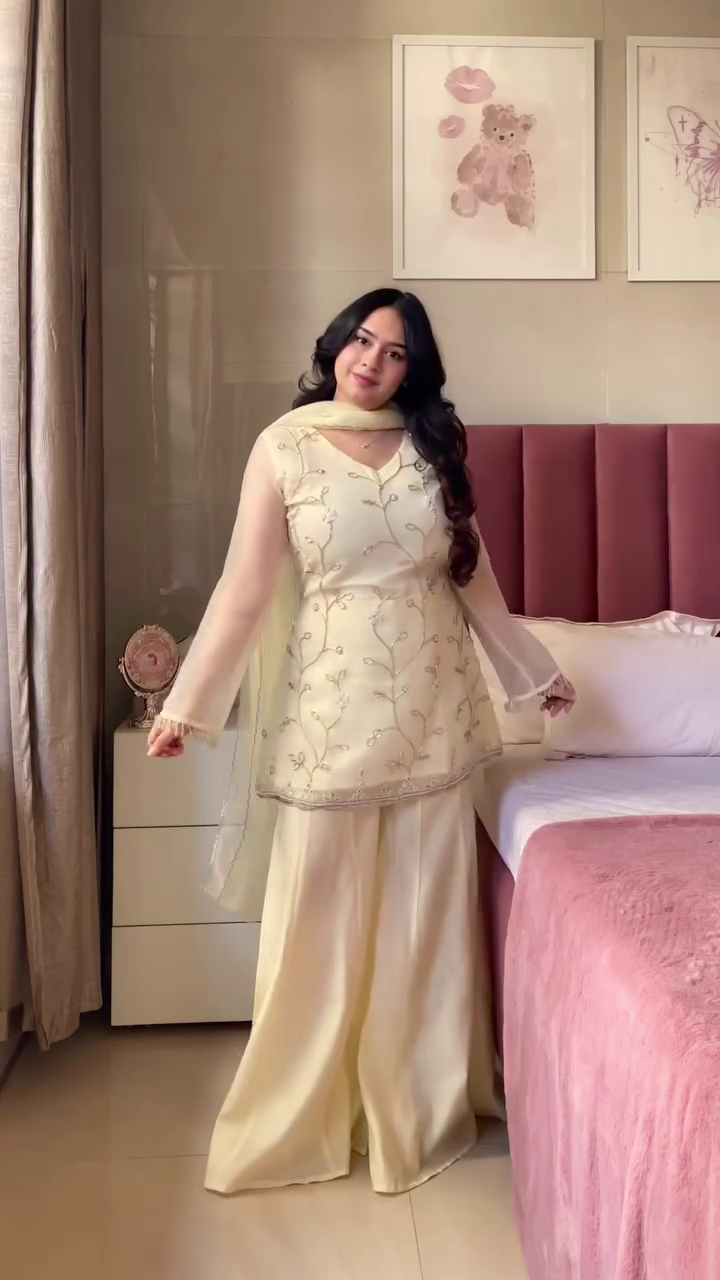 Soft Beige Ethnic Sharara Set