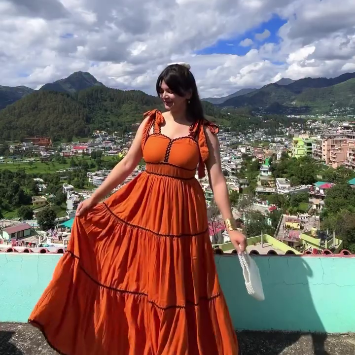 Rust Tiered Maxi Dress