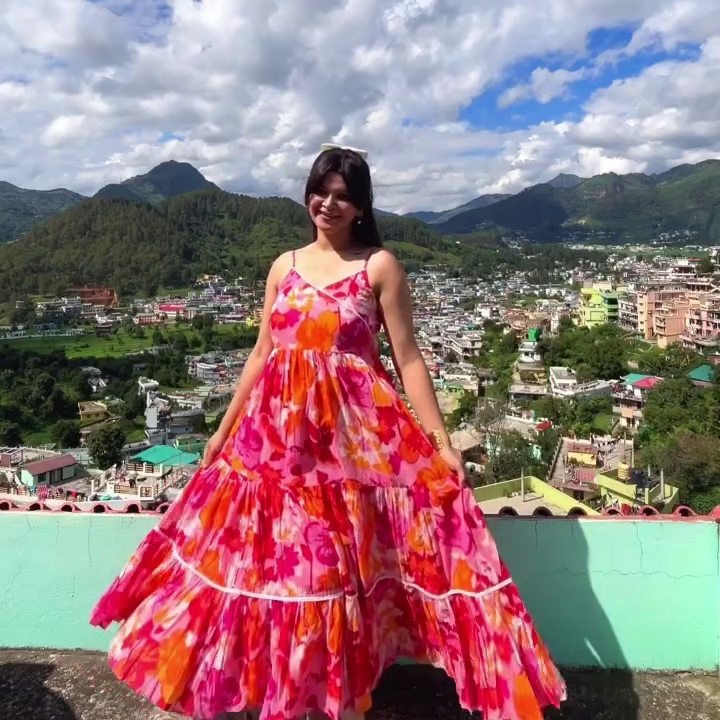 Floral Red Flowy Maxi Dress