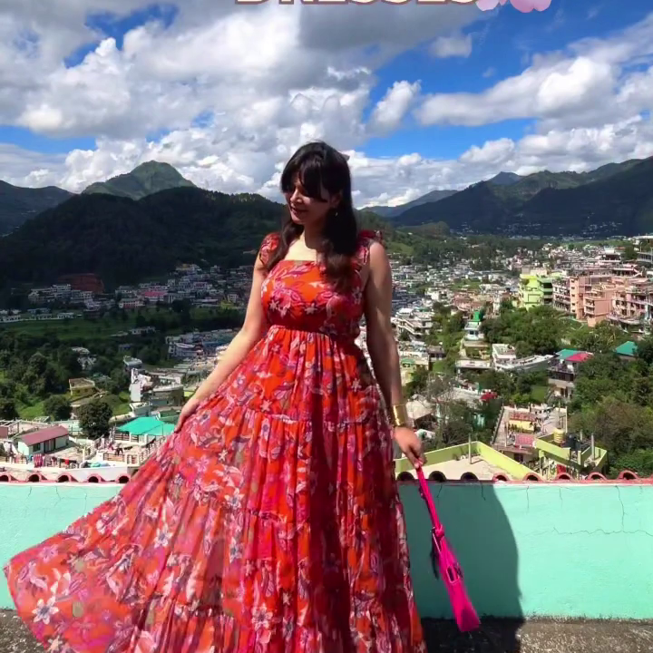 Floral Red Flowy Maxi Dress