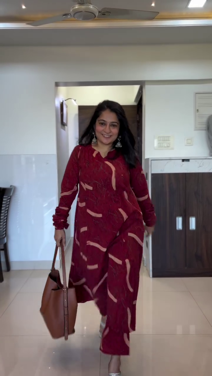 Cream Abstract Print Kurta Set