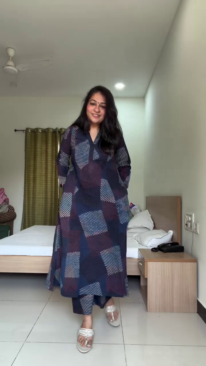 Indigo Patterned Kurta Set