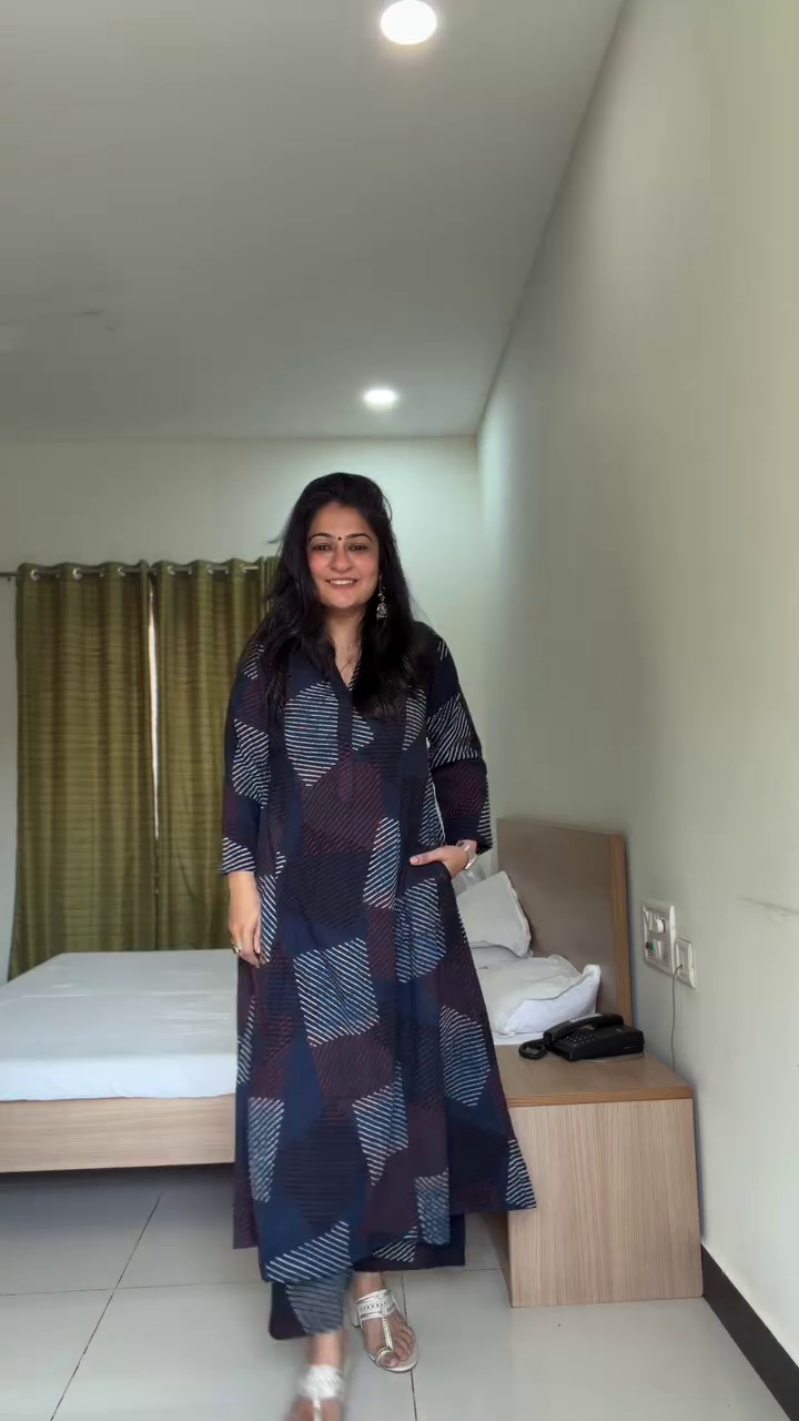Indigo Patterned Kurta Set