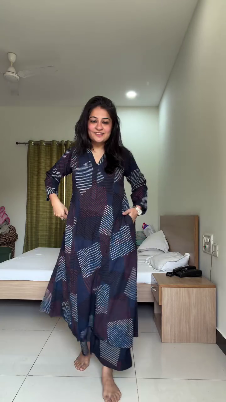 Indigo Patterned Kurta Set