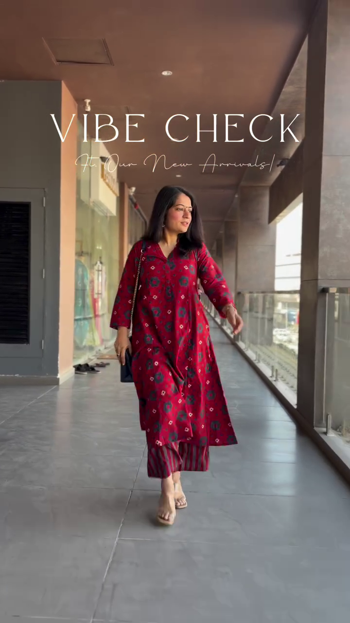 Red Ethnic Printed Kurta Set