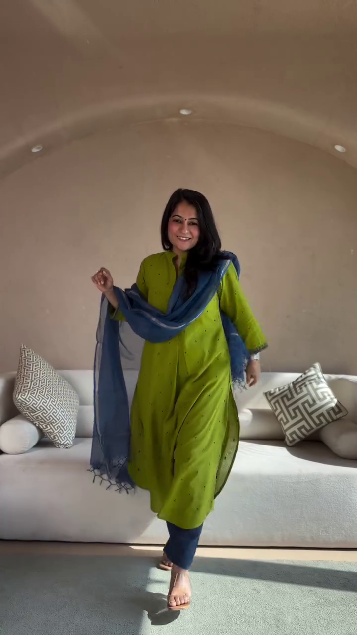 Pink Straight Kurta with Yellow Pants