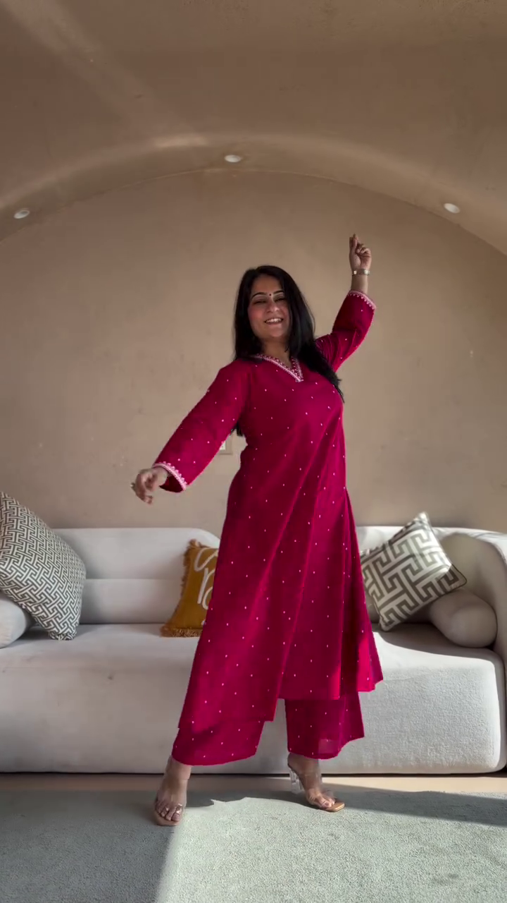 Pink Straight Kurta with Yellow Pants