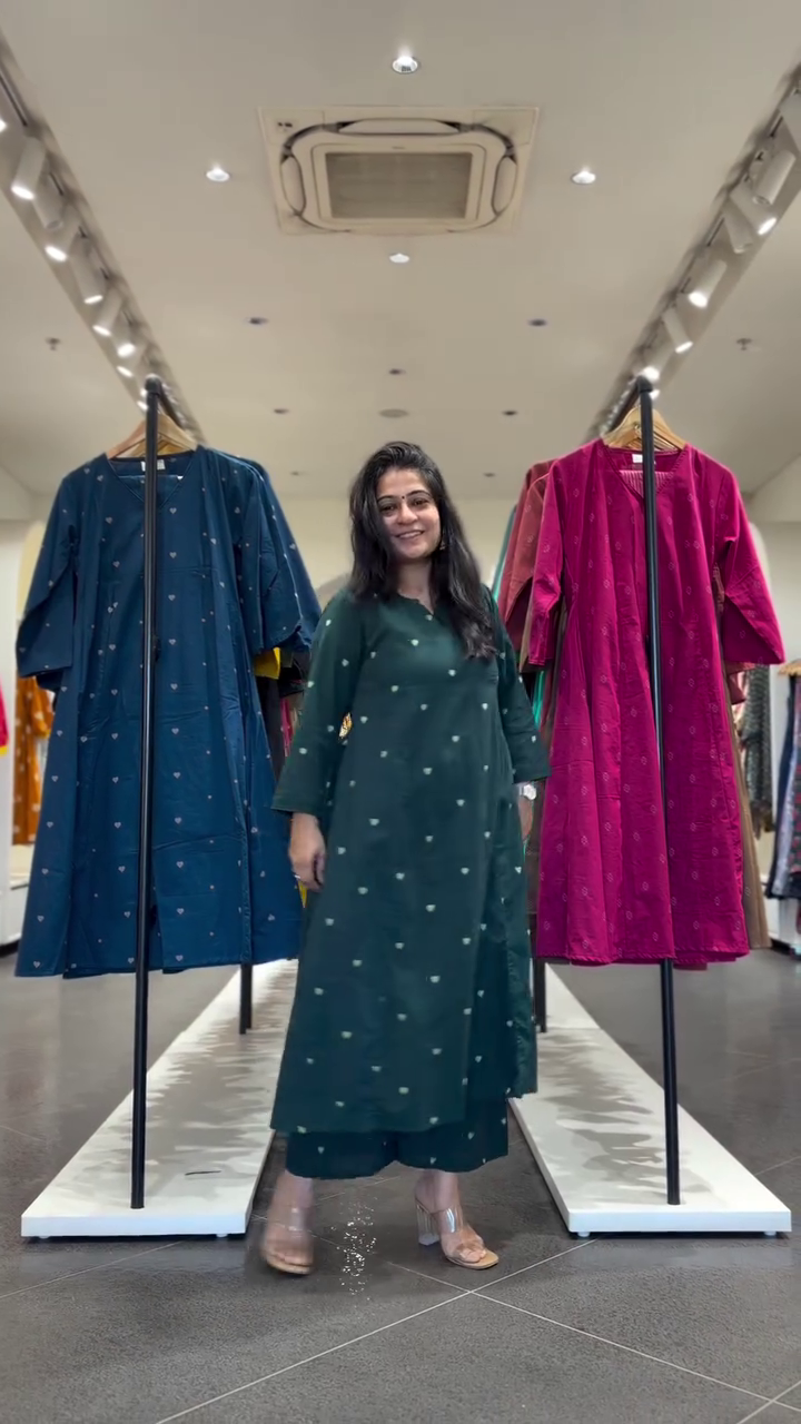 Brown Floral Kurta Set