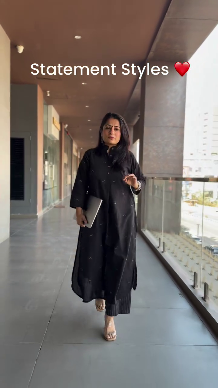 Black Minimal Kurta Set