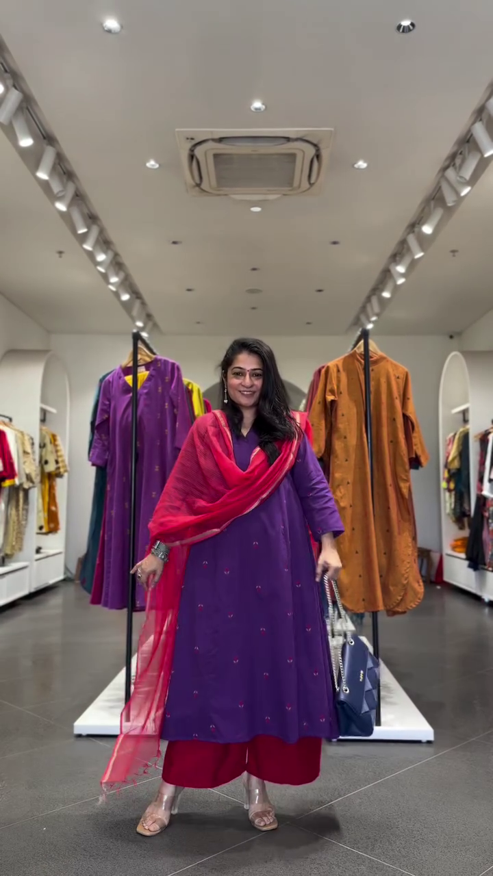 Purple Embroidered Kurta Set