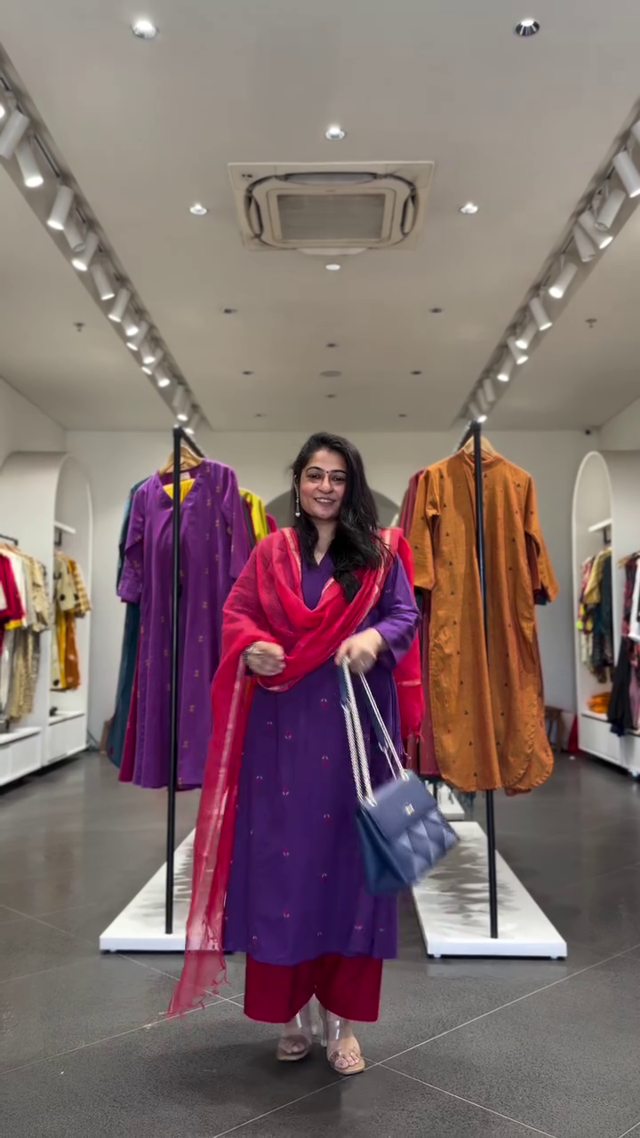 Purple Embroidered Kurta Set