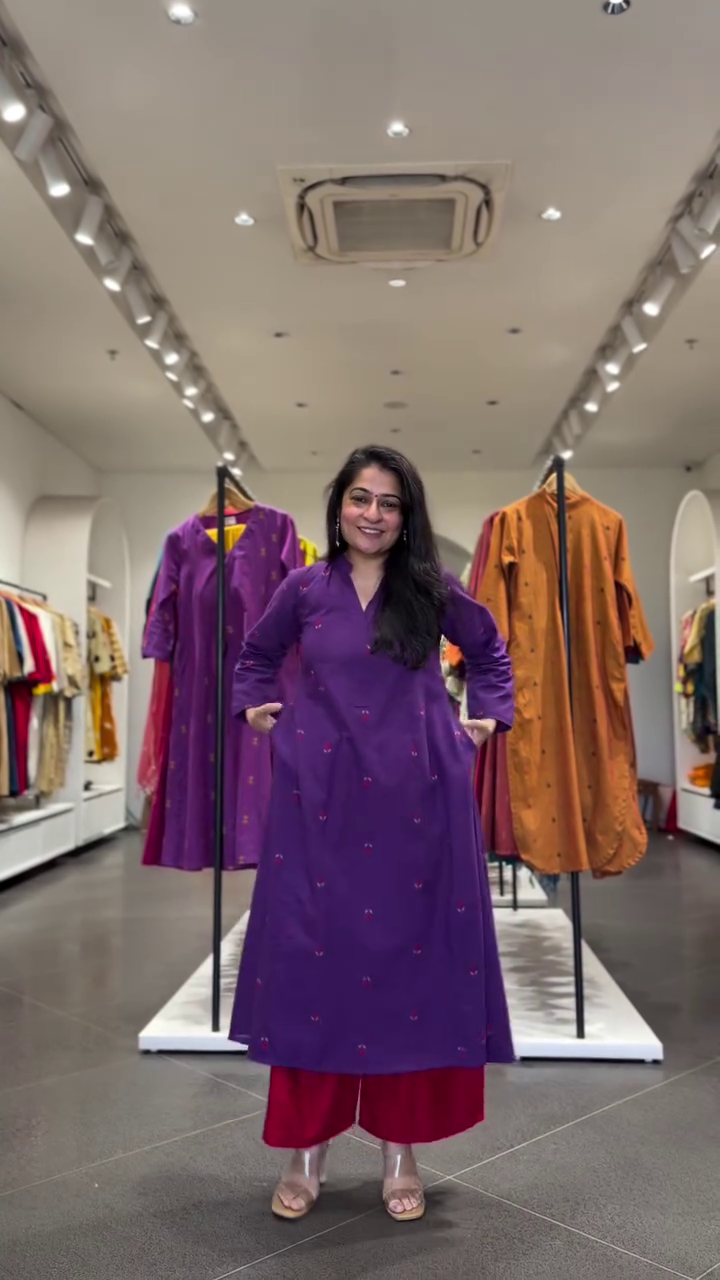 Purple Embroidered Kurta Set