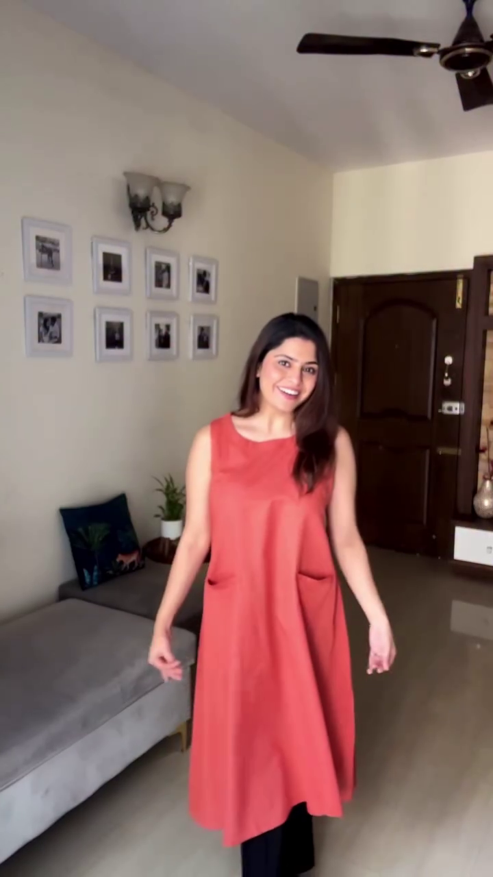 Rust Sleeveless Casual Dress