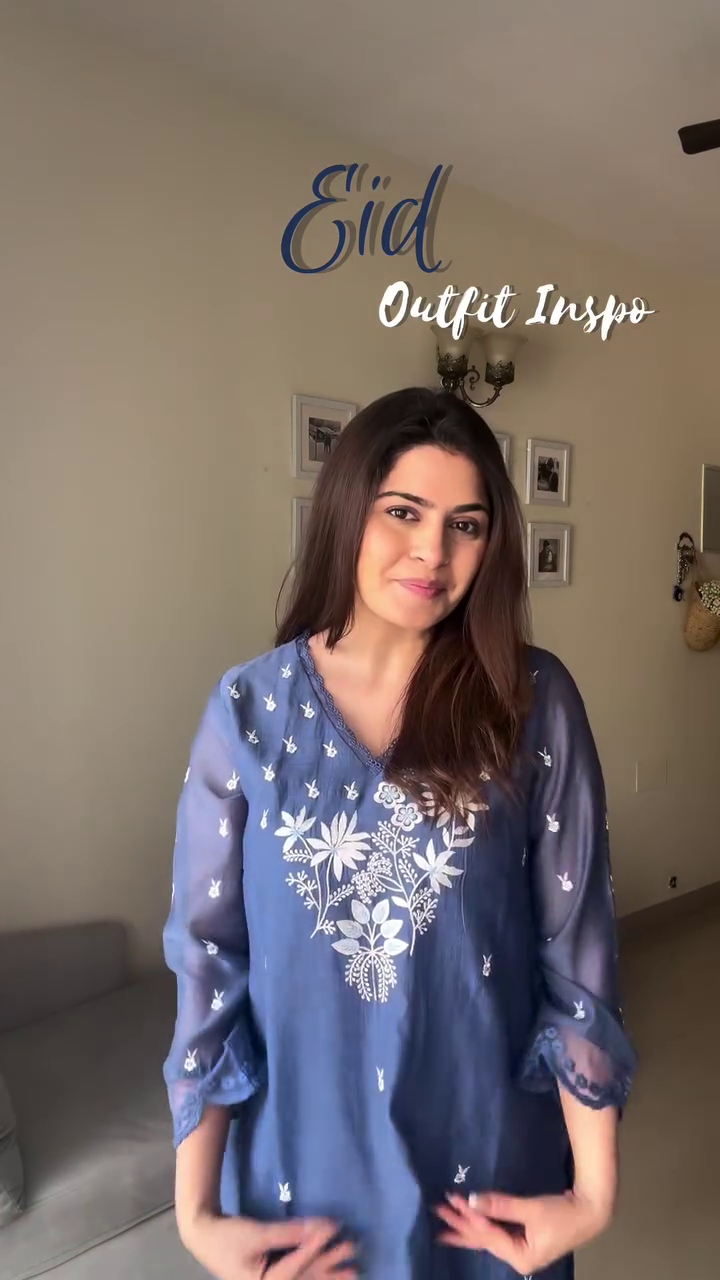 Blue Embroidered Ethnic Kurta
