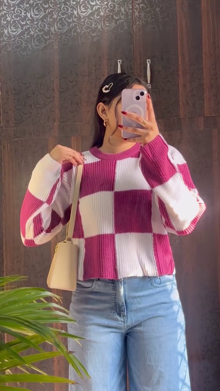 Pink Star Pattern Sweater