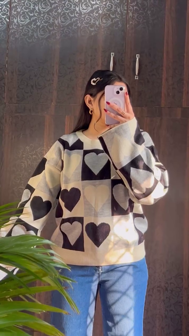 Pink Star Pattern Sweater