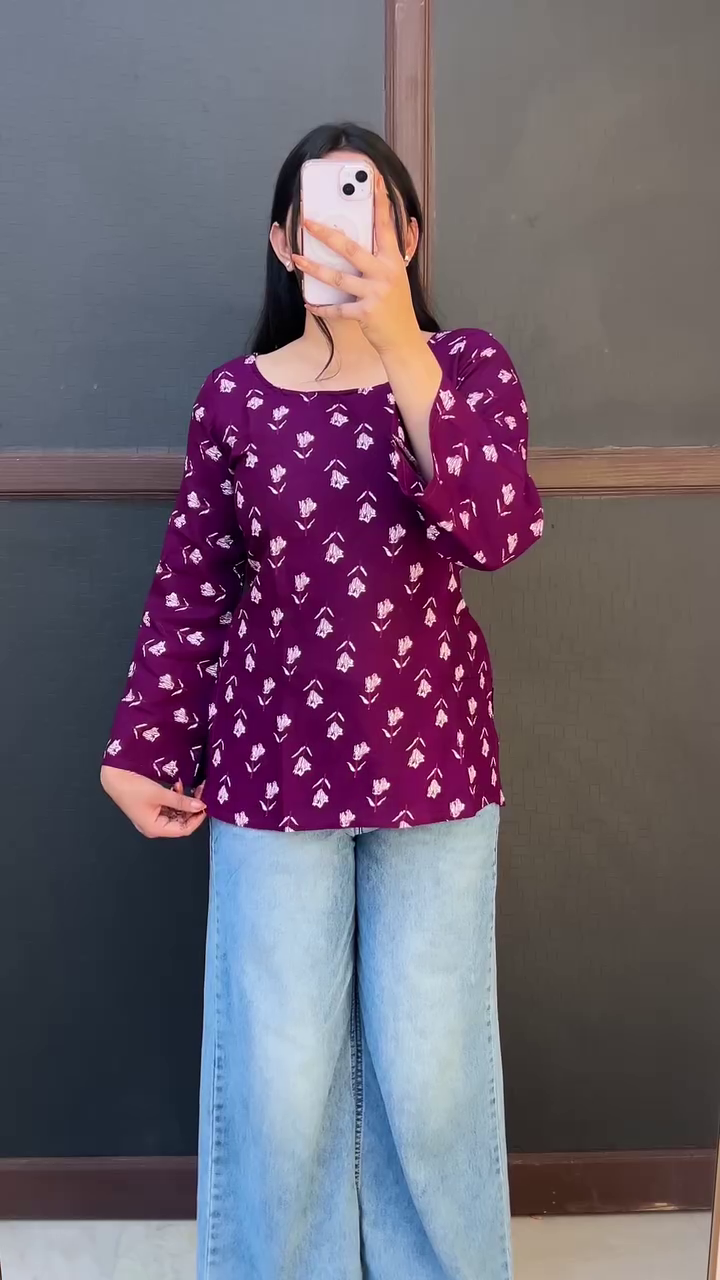 Green Floral Casual Top