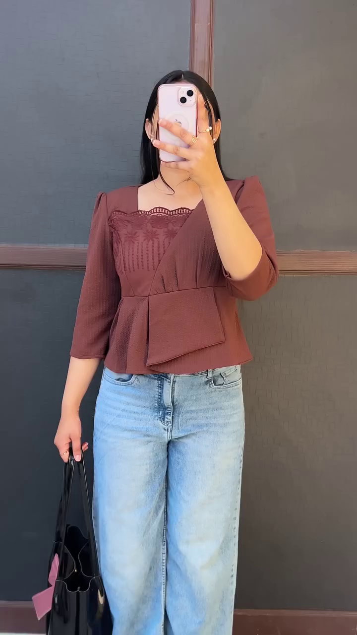 Blue Printed Peplum Top