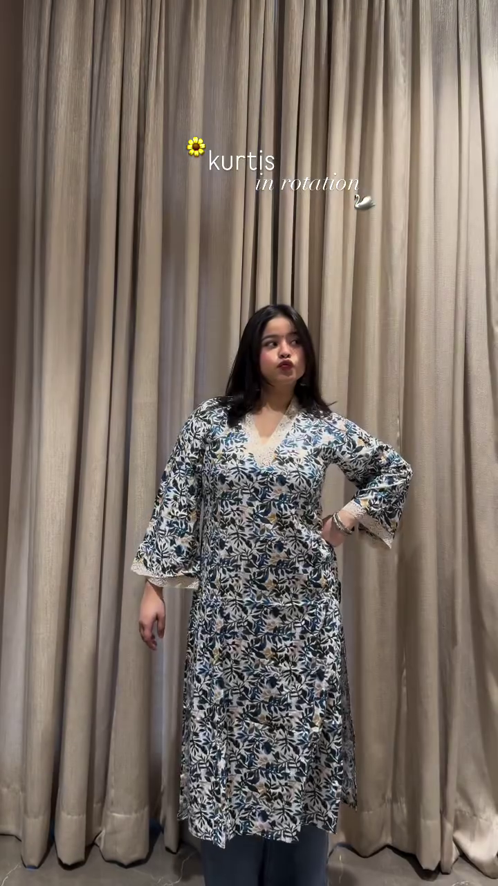 Lime Floral Daily Kurti